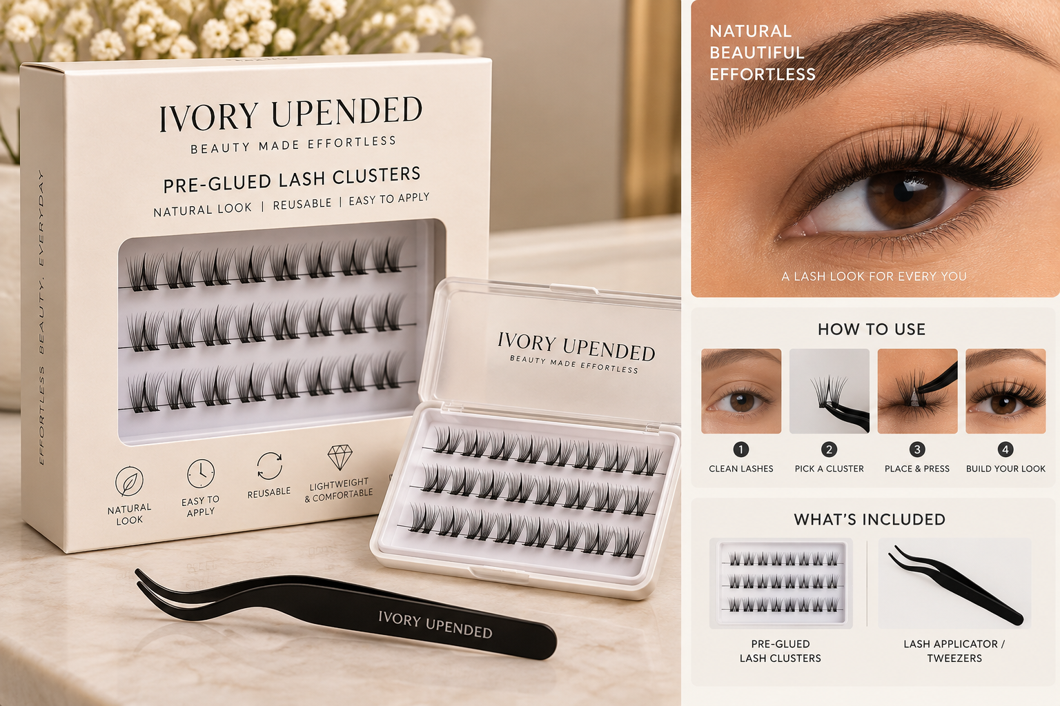 Pre-Glued Lash Clusters